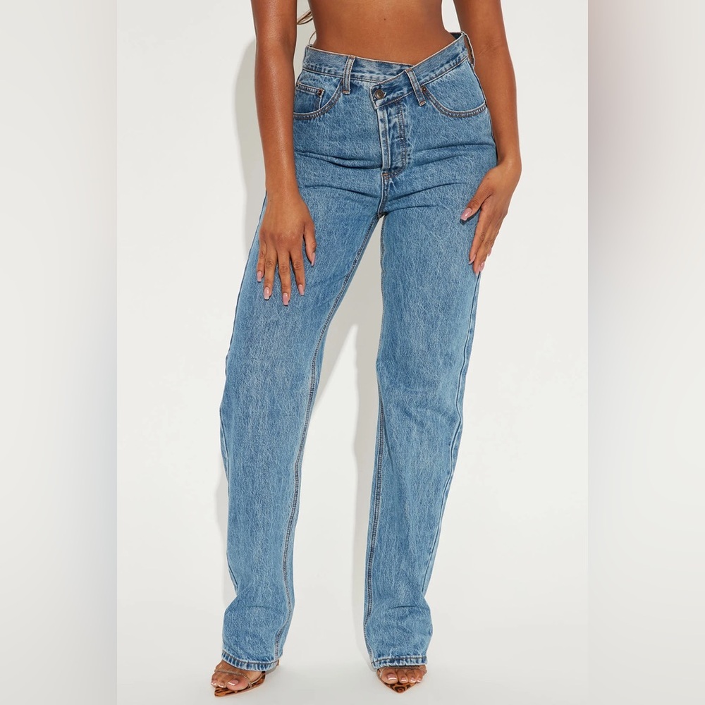 Tall Crossover Straight Leg Jeans - Medium Wash